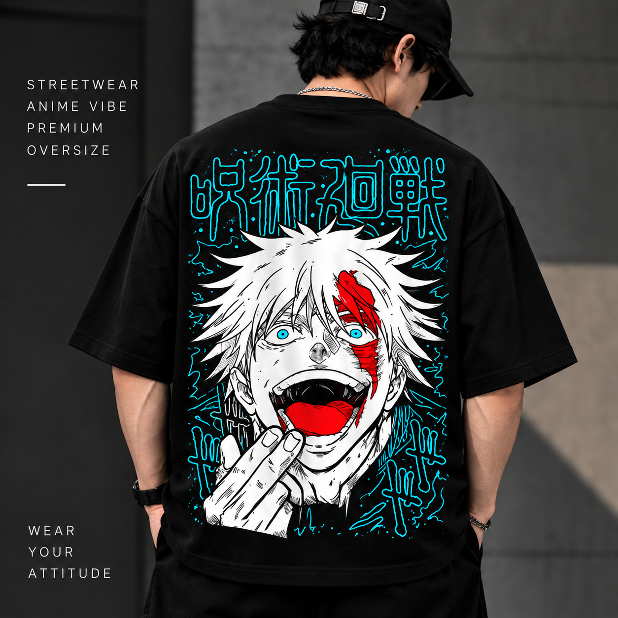 Anime Streetwear Oversized T-Shirt Black