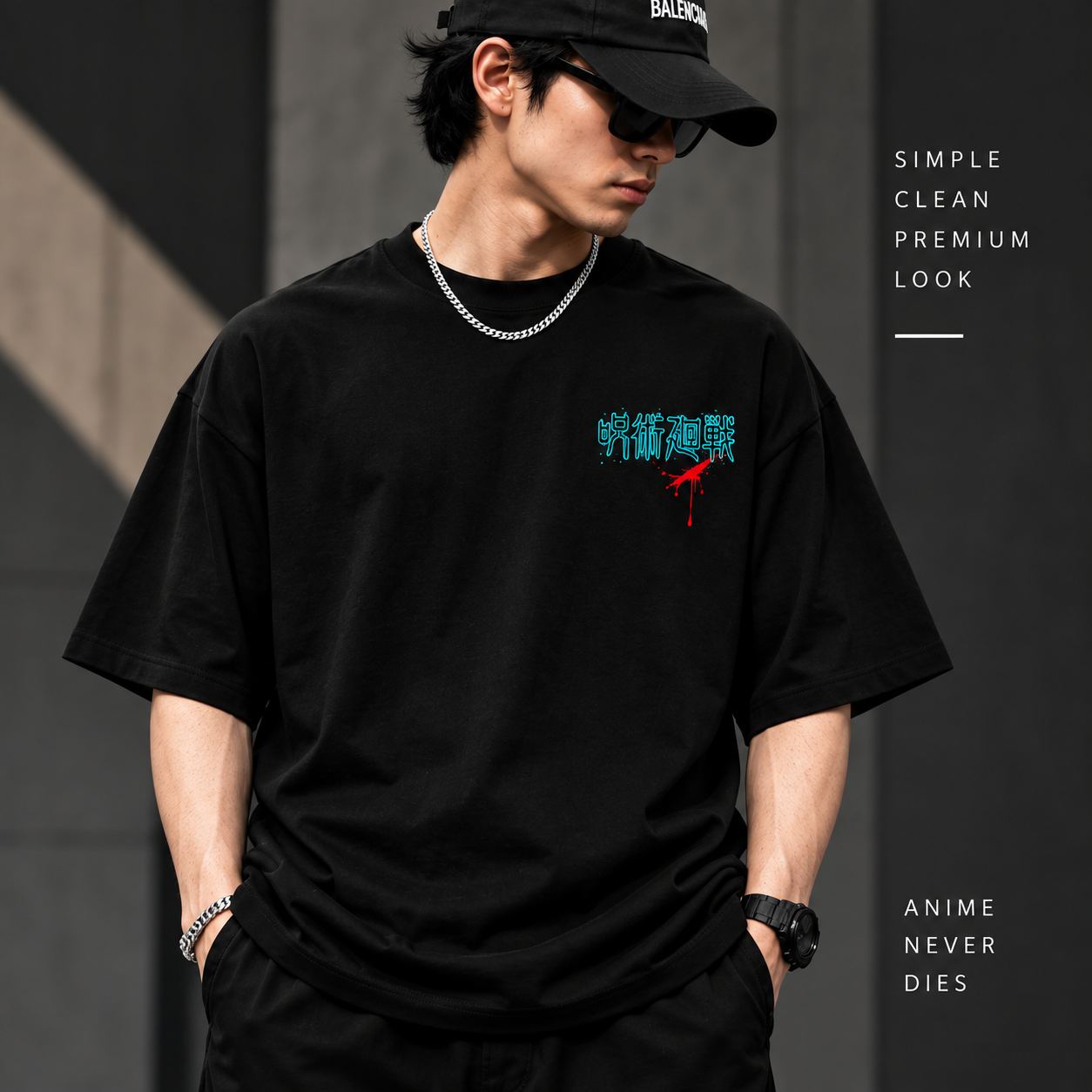 Anime Streetwear Oversized T-Shirt Black - Image 3
